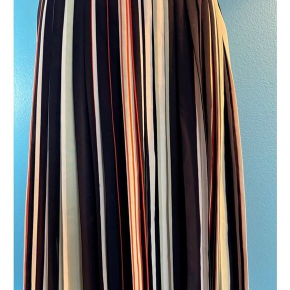 NWT Rebecca Minkoff Madeline Pleated Skirt Multi-Color Stripe Lined Zipper SZ 8 - Picture 4 of 5